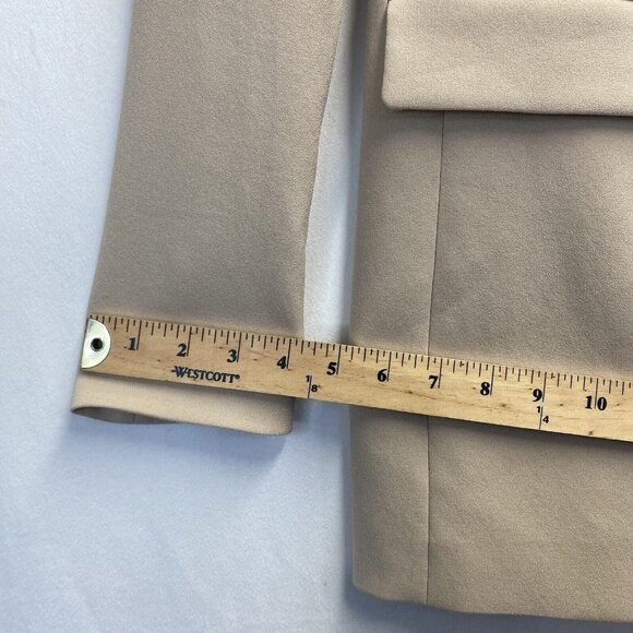 ELIE TAHARI Peak Lapel Collar Lined Blazer Jacket Women Sz 0 Beige Shoulder Pads - Picture 12 of 16